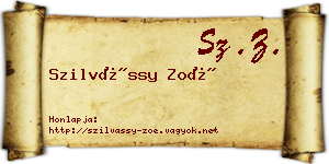 Szilvássy Zoé névjegykártya
